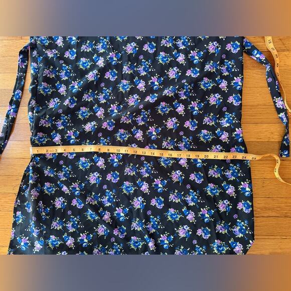 90s Vintage Black Floral Tank Dress with Back Ties - Picture 5 of 6